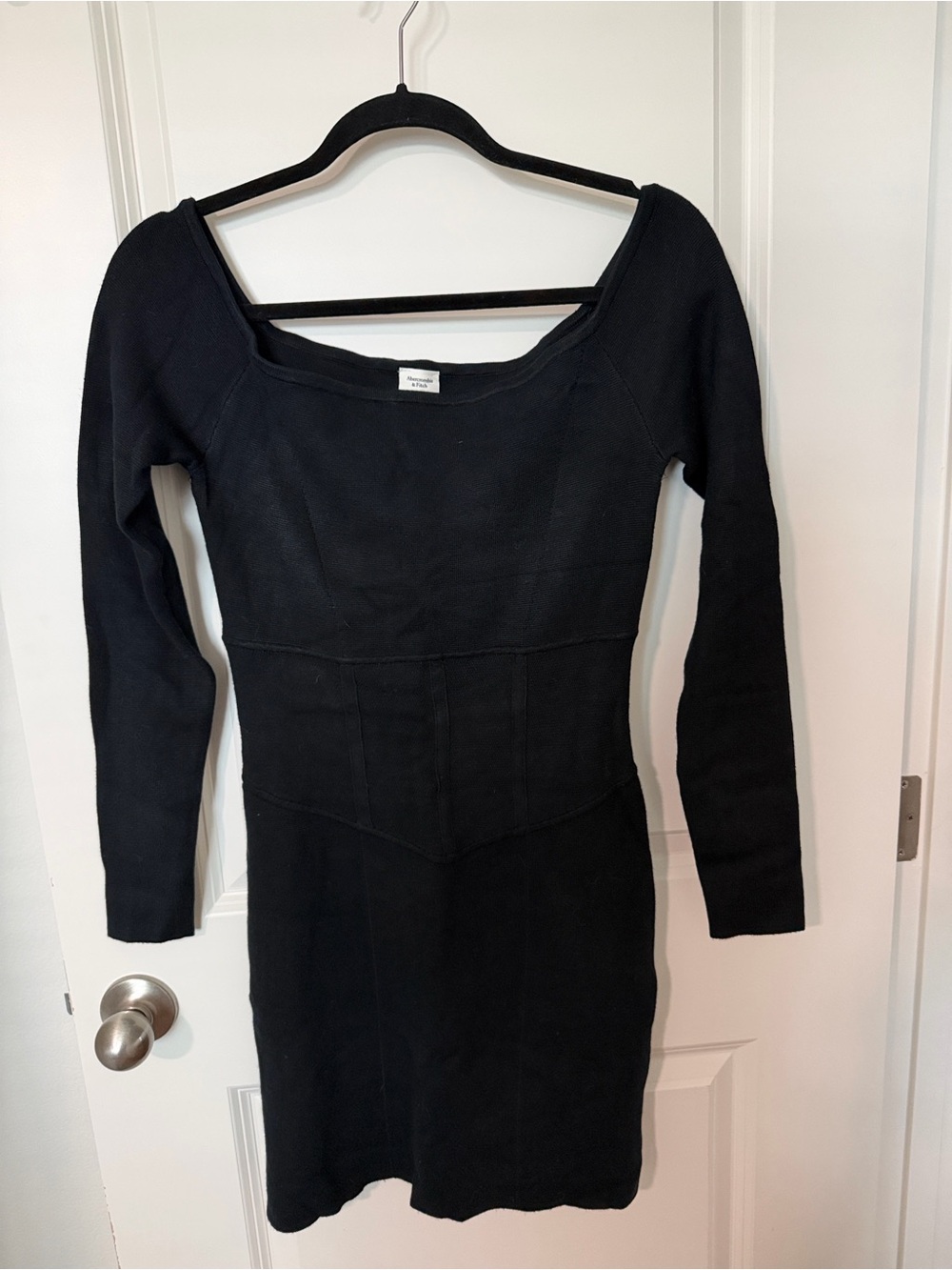 Abercrombie & Fitch Black Off-Shoulder Corset Sweater Mini Dress - Picture 2 of 5